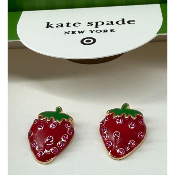 Kate Spade NY Target Stud Earrings Set 3 Pairs Strawberry French Fries Champagne - Picture 6 of 13